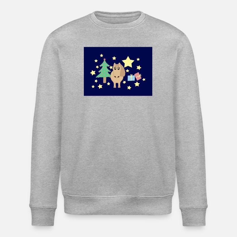 Pferd Pony Weihnachten blau - Stanley/Stella Unisex Bio-Sweatshirt ROLLER - Grau meliert