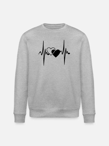Two hearts heartbeat - Stanley/Stella ROLLER Unisex Organic Sweatshirt - heather grey
