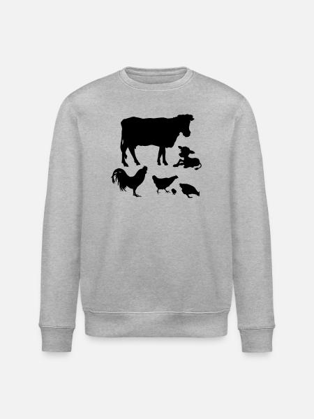 Cow calf chickens rooster chicks - Stanley/Stella ROLLER Unisex Organic Sweatshirt - heather grey