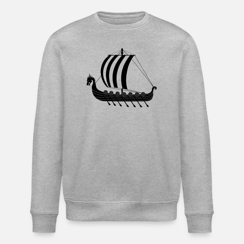 Wikinger-Drachenschiff dragar - Stanley/Stella Unisex Bio-Sweatshirt ROLLER - Grau meliert