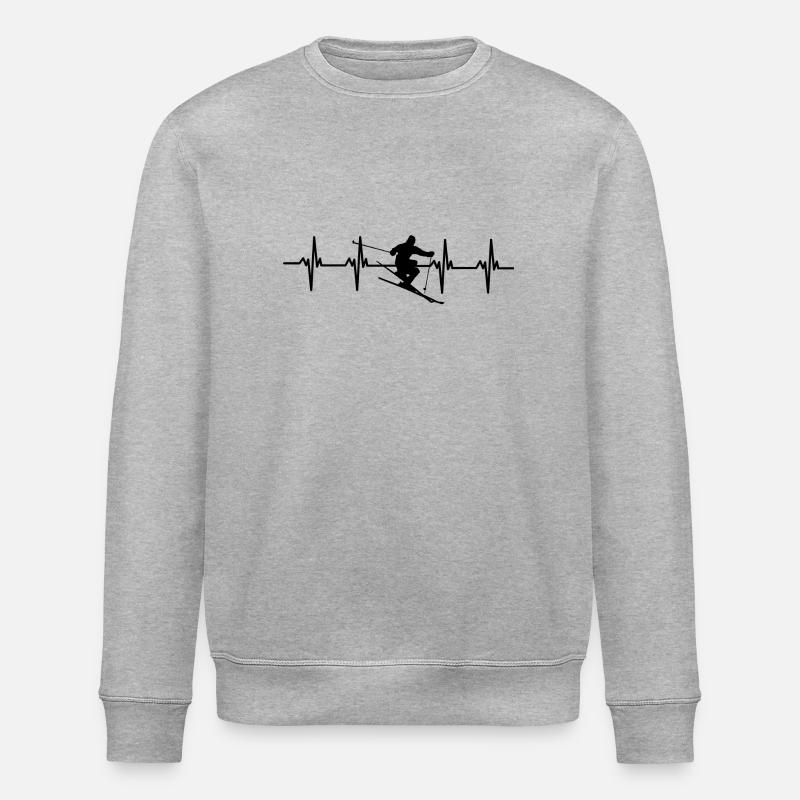 Herzschlag Skifahrer - Stanley/Stella Unisex Bio-Sweatshirt ROLLER - Grau meliert