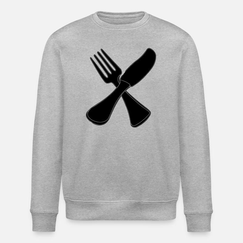 Besteck Messer und Gabel - Stanley/Stella Unisex Bio-Sweatshirt ROLLER - Grau meliert