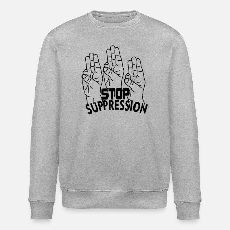 Hand gesture stop suppression - Stanley/Stella ROLLER Unisex Organic Sweatshirt - heather grey