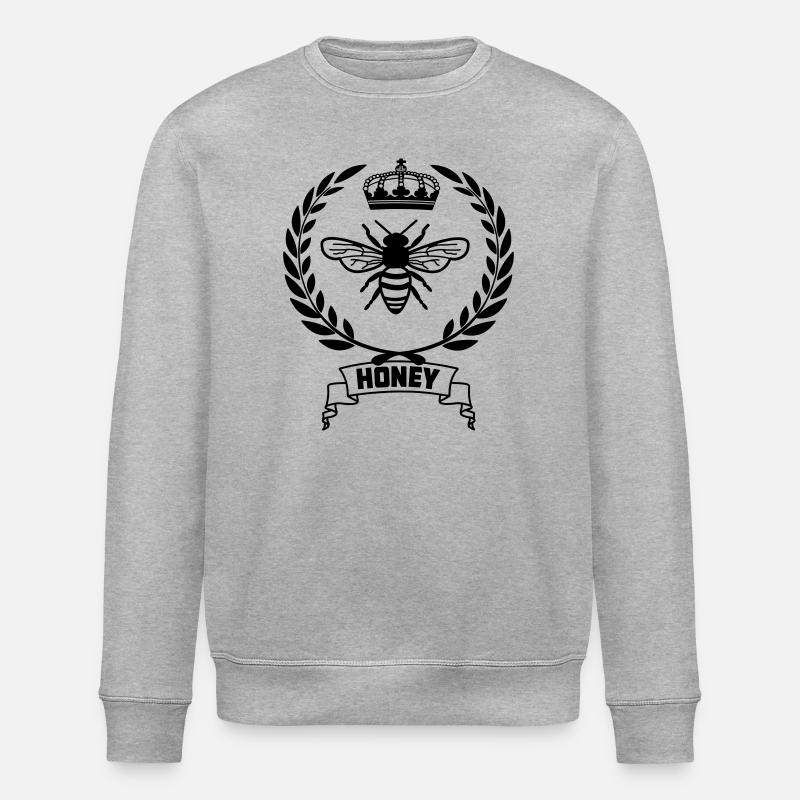 Bee in laurel wreath - Stanley/Stella ROLLER Unisex Organic Sweatshirt - heather grey