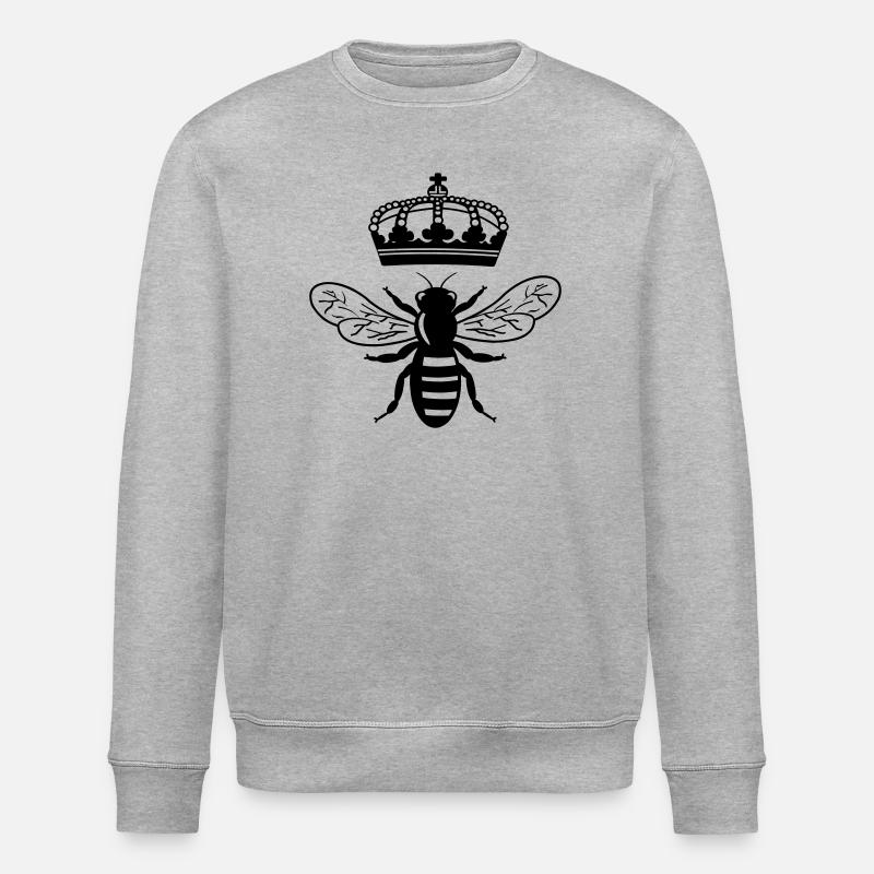 Queen bee with crown - Stanley/Stella ROLLER Unisex Organic Sweatshirt - heather grey