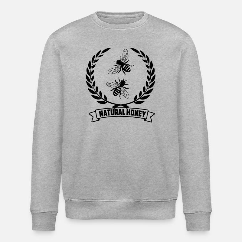 Bees in laurel wreath - Stanley/Stella ROLLER Unisex Organic Sweatshirt - heather grey