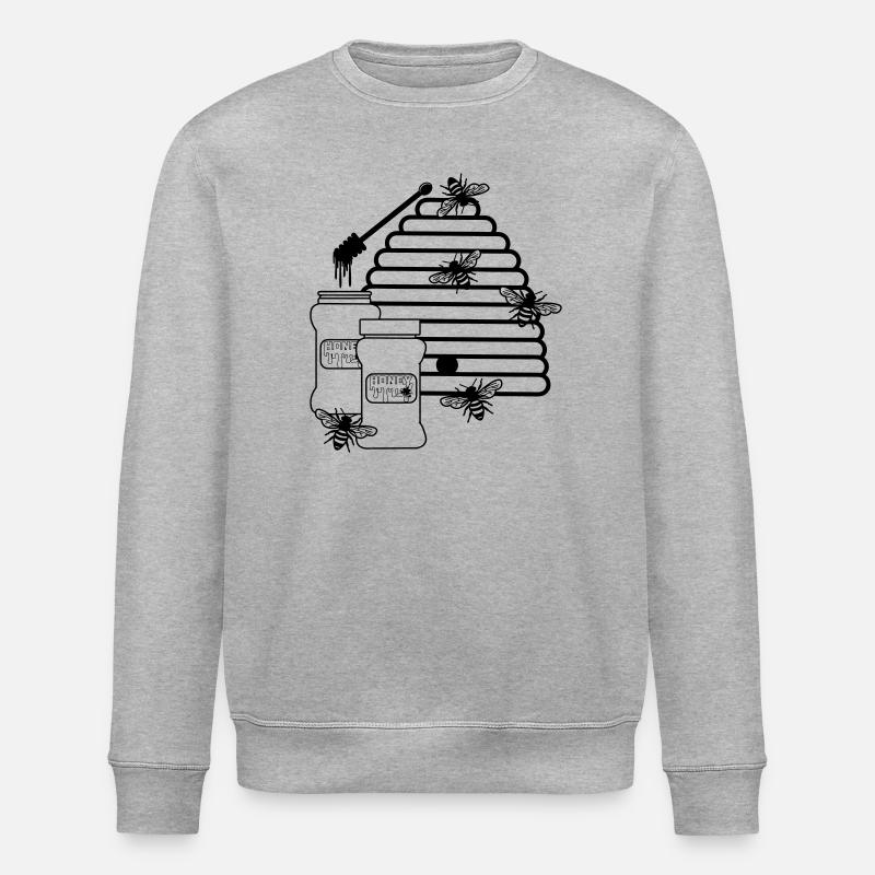 Hive with honey and bees - Stanley/Stella ROLLER Unisex Organic Sweatshirt - heather grey