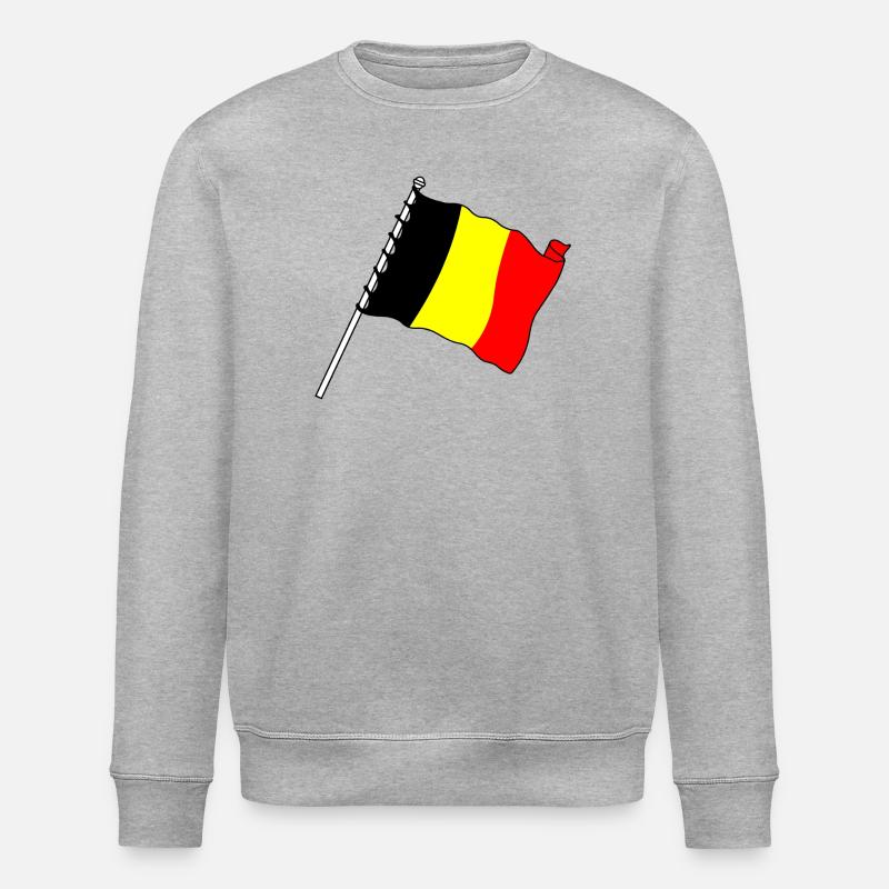 Flagge Belgien Flaggen - Stanley/Stella Unisex Bio-Sweatshirt ROLLER - Grau meliert
