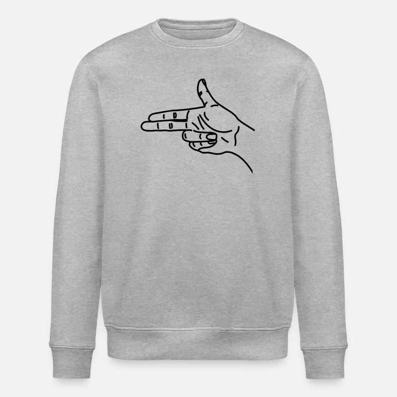 Handgestenpistole verängstigt Krieg - Stanley/Stella Unisex Bio-Sweatshirt ROLLER - Grau meliert