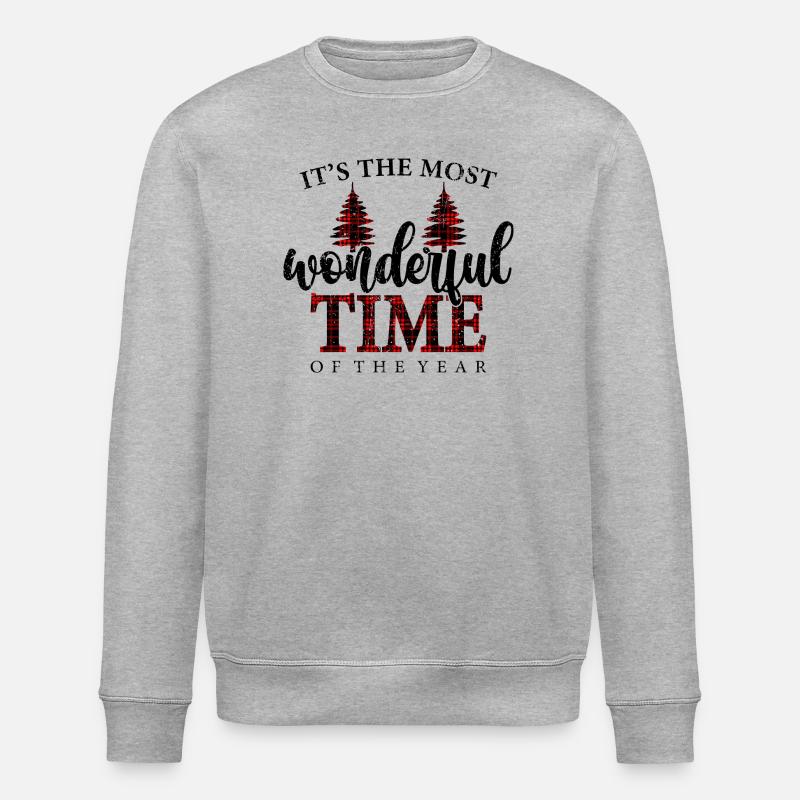 Time Plaid Trees - Stanley/Stella ROLLER Unisex Organic Sweatshirt - heather grey