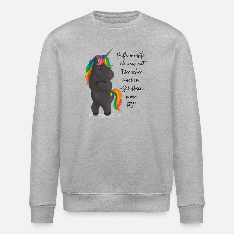 Einhorndrache mit Regenbogenmähne - Stanley/Stella Unisex Bio-Sweatshirt ROLLER - Grau meliert