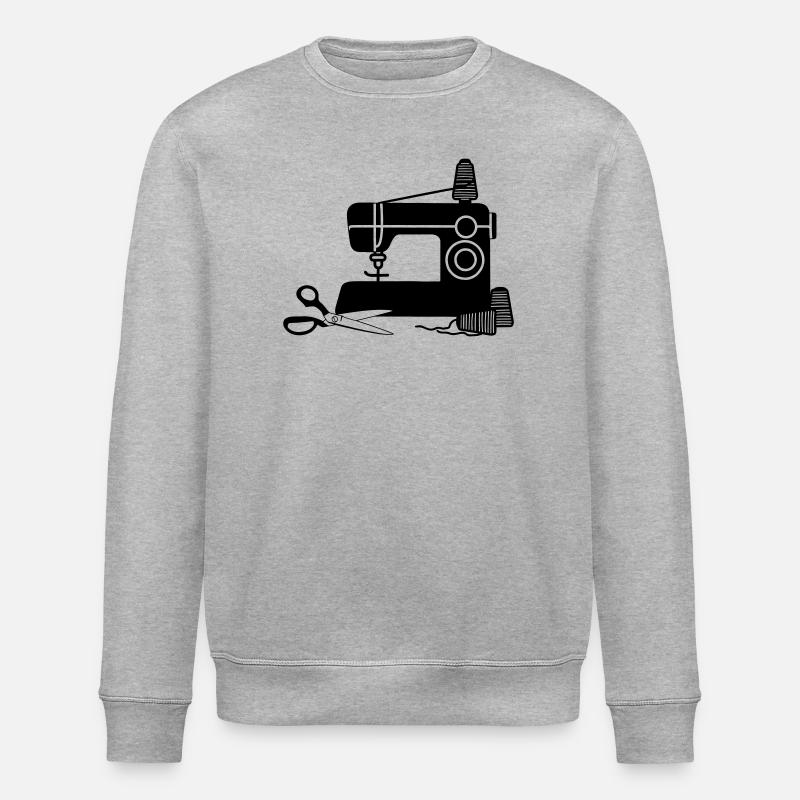 Nähmaschine Logo Näherei mit Faden und Schere - Stanley/Stella Unisex Bio-Sweatshirt ROLLER - Grau meliert