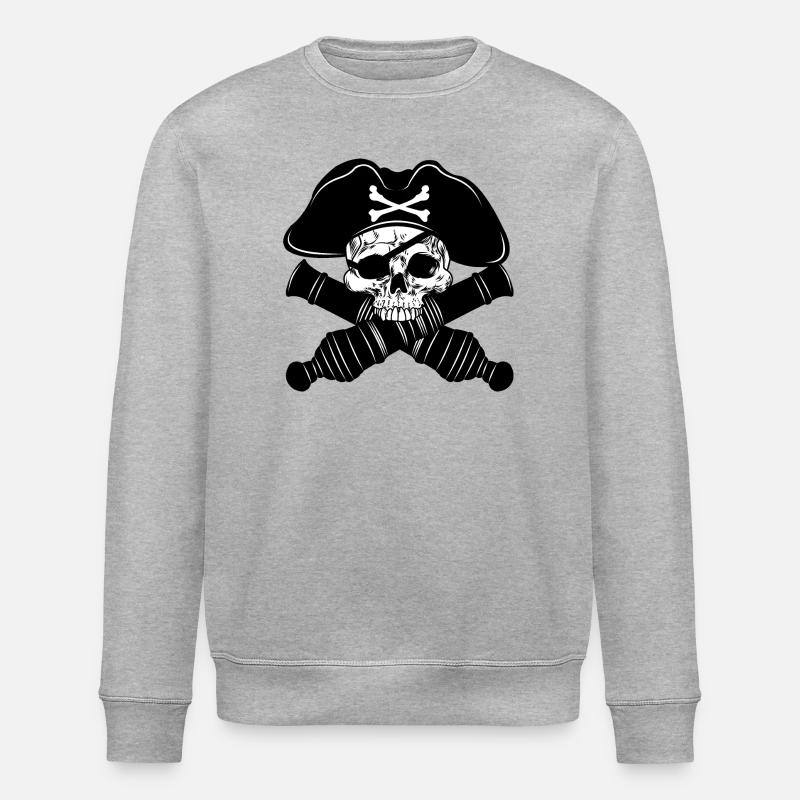 Crâne de pirate avec deux canons - Sweat bio ROLLER Stanley/Stella Unisexe - gris chiné