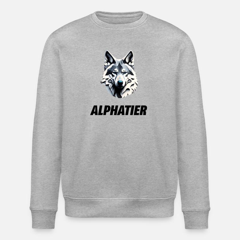 Wolfskopf Alphatier - Stanley/Stella Unisex Bio-Sweatshirt ROLLER - Grau meliert