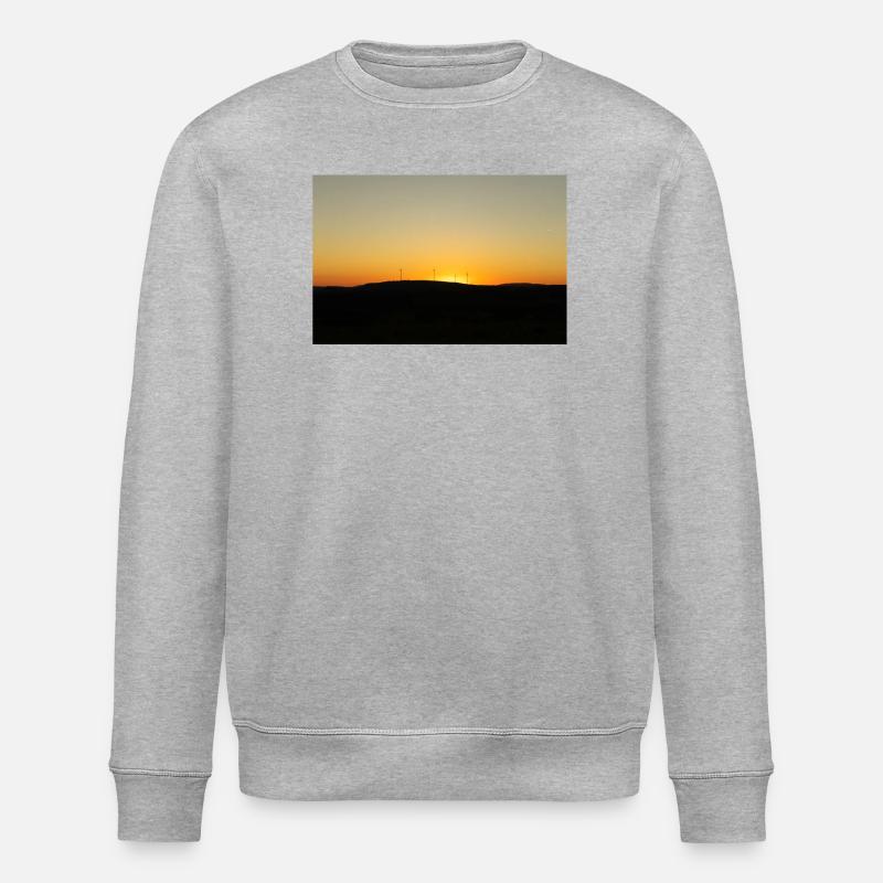 Sonnenuntergang über Windrädern - Stanley/Stella Unisex Bio-Sweatshirt ROLLER - Grau meliert