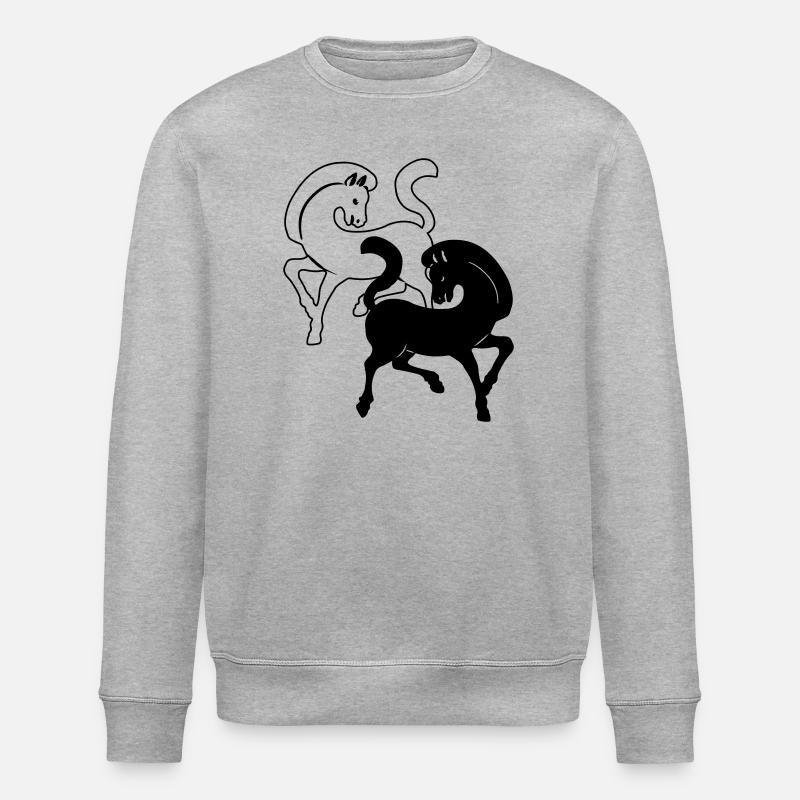 Deux chevaux noir et blanc - Sweat bio ROLLER Stanley/Stella Unisexe - gris chiné