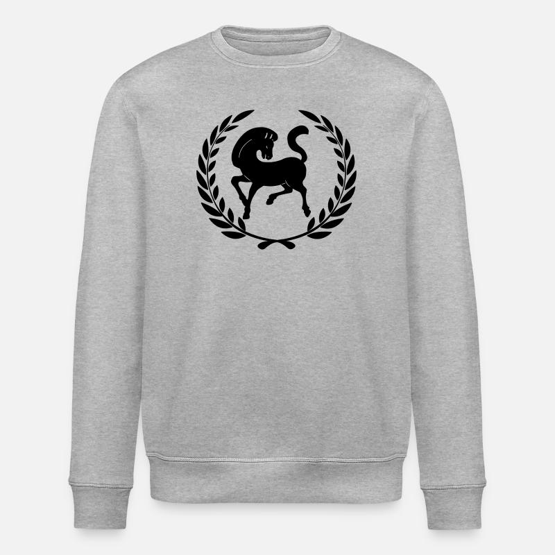 Schwarzes Pferd im Lorbeerkranz - Stanley/Stella Unisex Bio-Sweatshirt ROLLER - Grau meliert