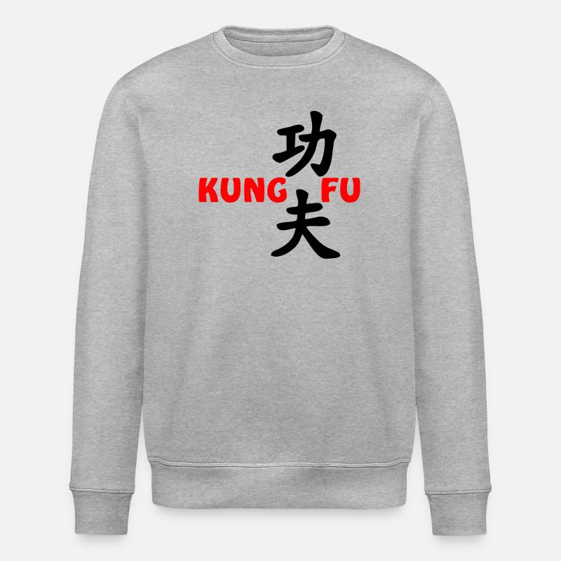 Kung Fu roter Text - Stanley/Stella Unisex Bio-Sweatshirt ROLLER - Grau meliert