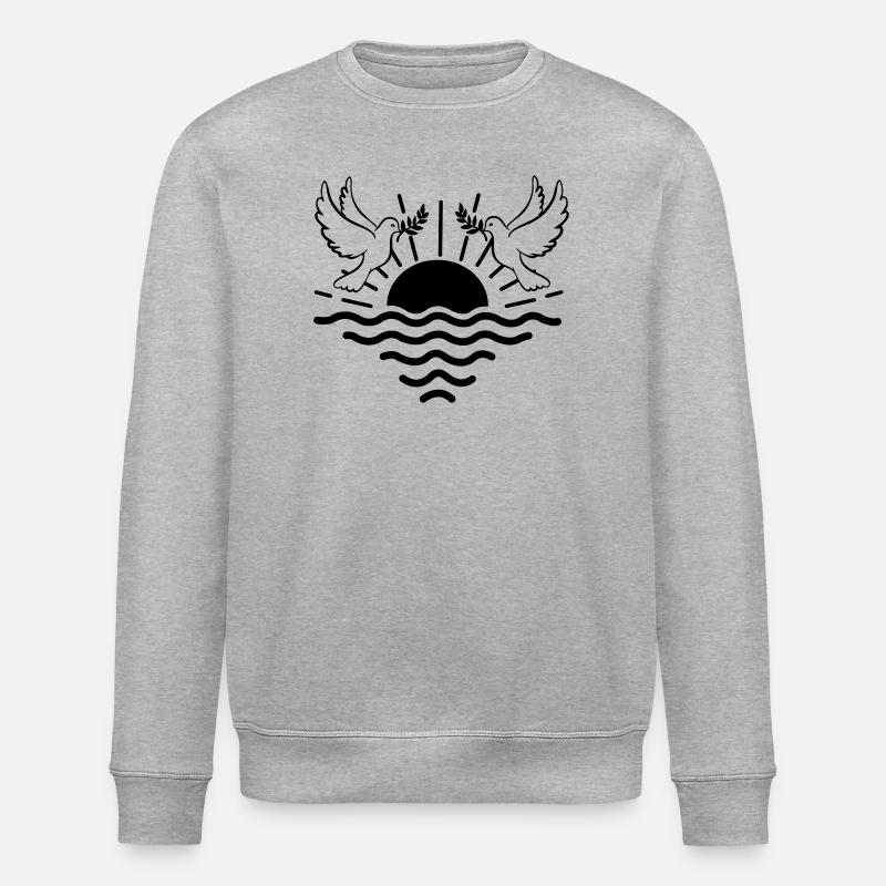 sunset two pigeons - Stanley/Stella ROLLER Unisex Organic Sweatshirt - heather grey