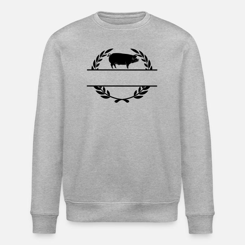 Logo Schwein im Lorbeerkranz - Stanley/Stella Unisex Bio-Sweatshirt ROLLER - Grau meliert