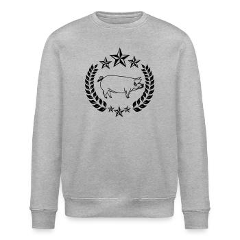 Schwein transparentes Schwein im Lorbeerkranz - Stanley/Stella Unisex Bio-Sweatshirt ROLLER - Grau meliert - Vorne - Nik (191cm)