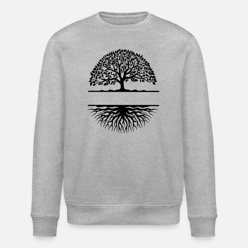Tree with roots banner - Stanley/Stella ROLLER Unisex Organic Sweatshirt - heather grey