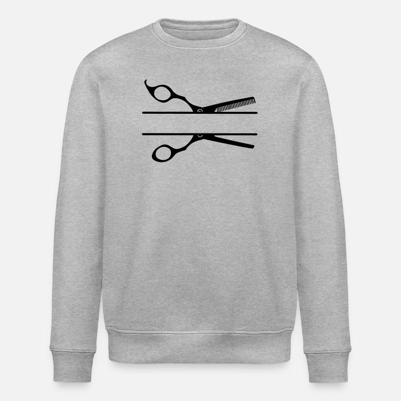 Bannière texte logo coiffeur peigne ciseaux - Sweat bio ROLLER Stanley/Stella Unisexe - gris chiné
