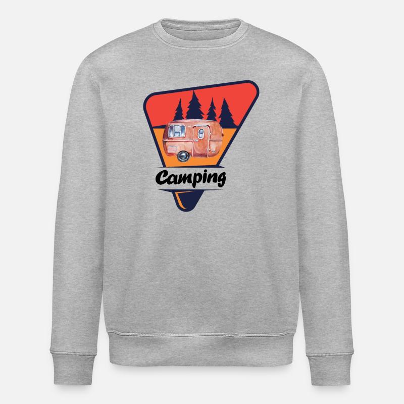 Retro Caravan im Wald - Stanley/Stella Unisex Bio-Sweatshirt ROLLER - Grau meliert