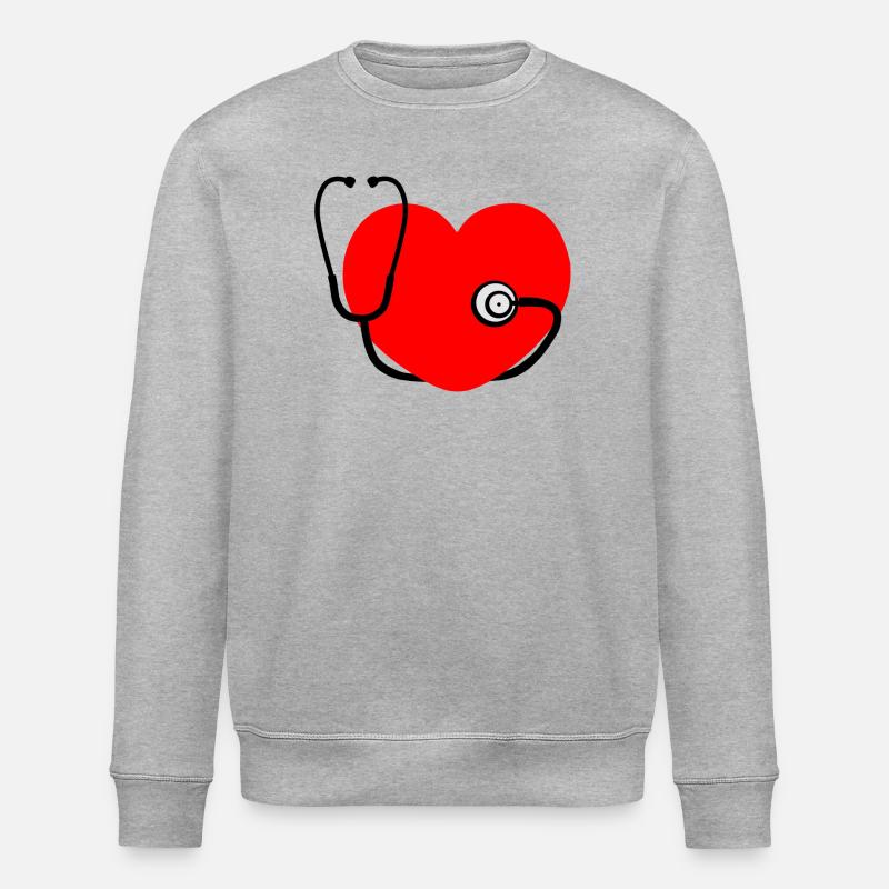 Herz-Stethoskop - Stanley/Stella Unisex Bio-Sweatshirt ROLLER - Grau meliert