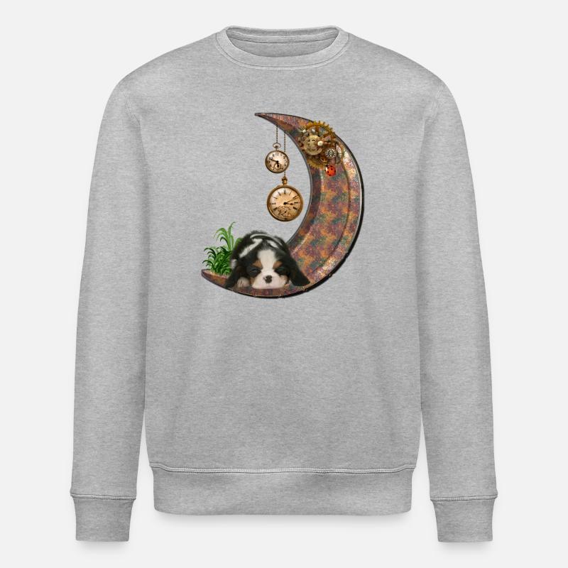 Lune steampunk avec chiot - Sweat bio ROLLER Stanley/Stella Unisexe - gris chiné