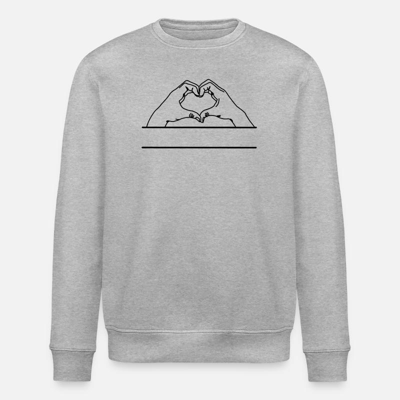 Hand gesture love text space - Stanley/Stella ROLLER Unisex Organic Sweatshirt - heather grey