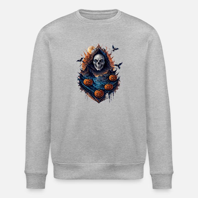 Vampir Halloween Geist Kürbis - Stanley/Stella Unisex Bio-Sweatshirt ROLLER - Grau meliert