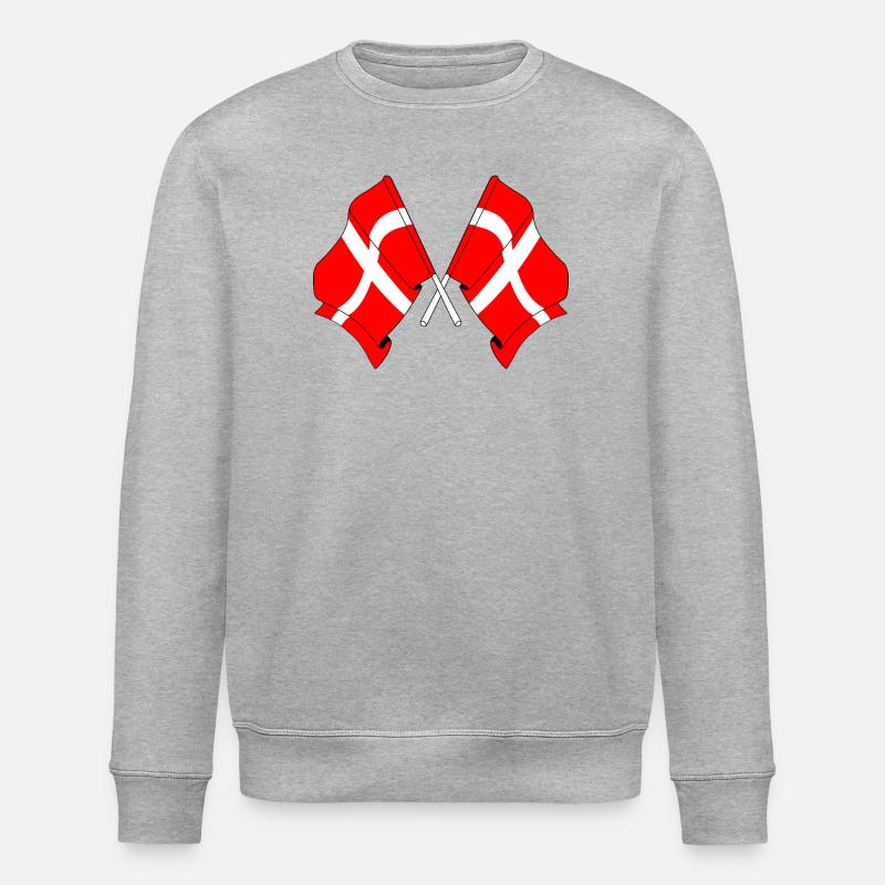 Two flags Denmark - Stanley/Stella ROLLER Unisex Organic Sweatshirt - heather grey