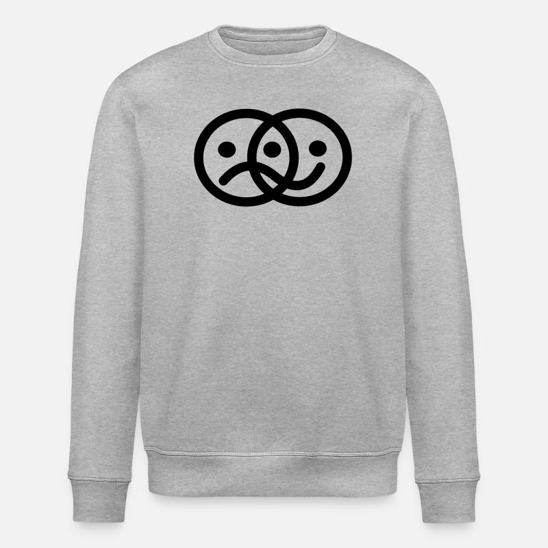 Smiley-Gesicht düster und fröhlich - Stanley/Stella Unisex Bio-Sweatshirt ROLLER - Grau meliert