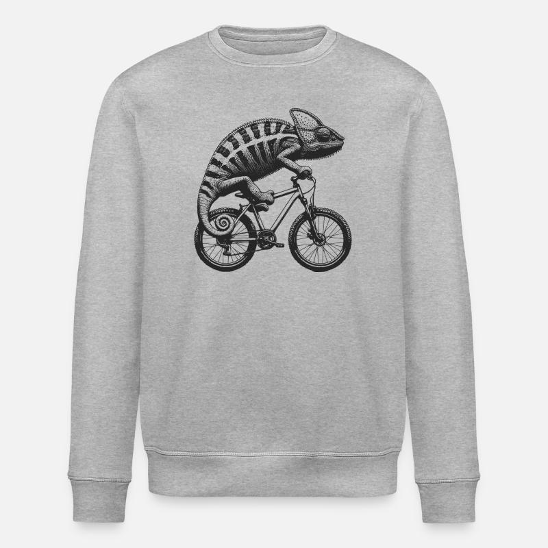 Radfahrendes Chamäleon - Stanley/Stella Unisex Bio-Sweatshirt ROLLER - Grau meliert