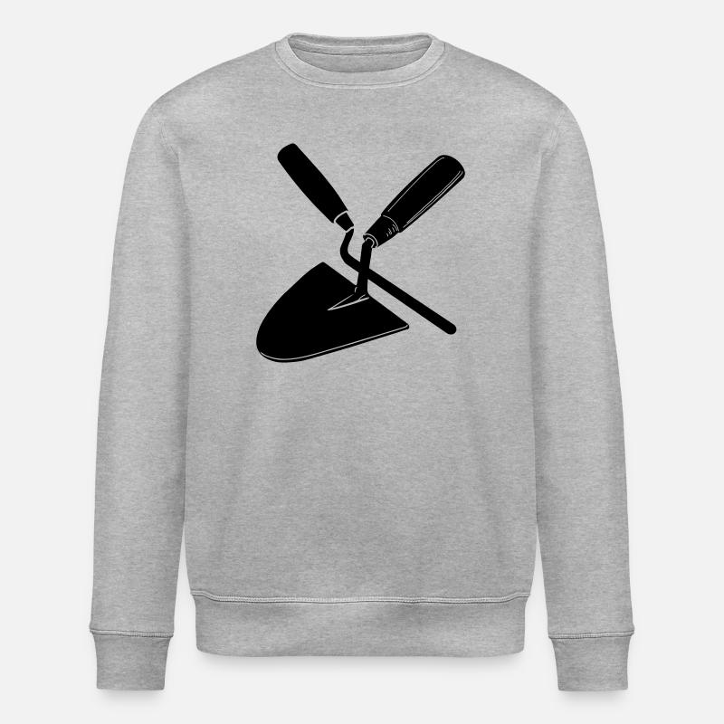 Joint nail and trowel, mason's tools - Stanley/Stella ROLLER Unisex Organic Sweatshirt - heather grey