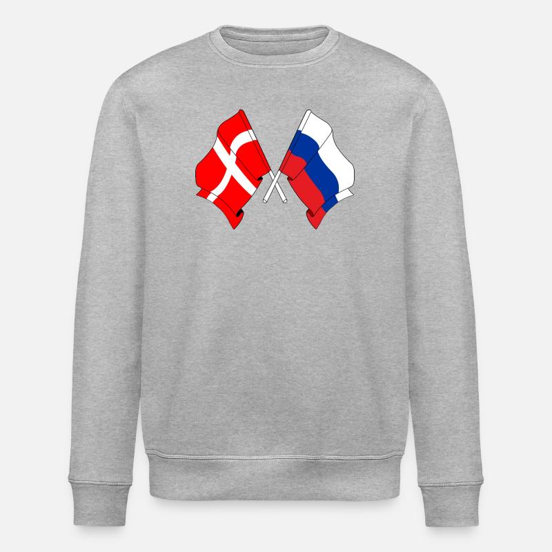 Drapeau Danemark, drapeau Russie - Sweat bio ROLLER Stanley/Stella Unisexe - gris chiné