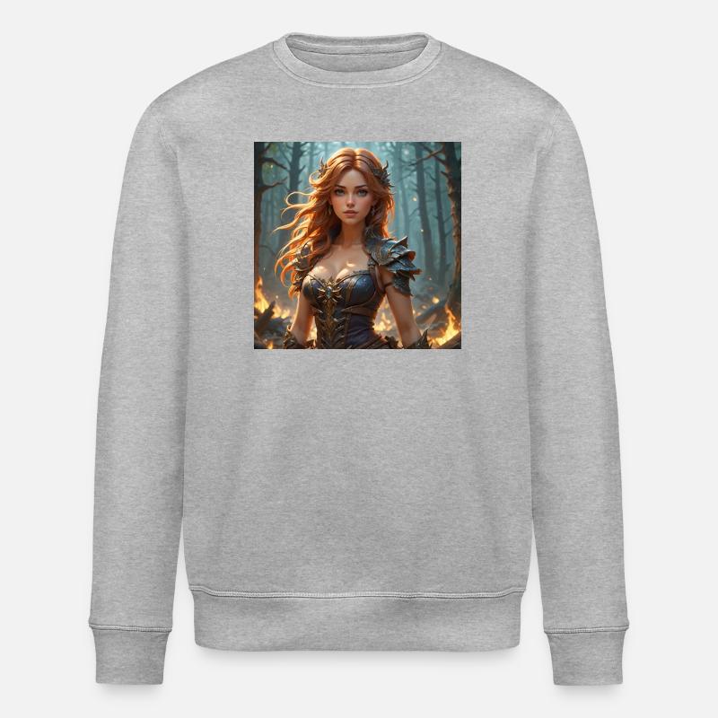 Kriegerin des Feuerwalds - Stanley/Stella Unisex Bio-Sweatshirt ROLLER - Grau meliert