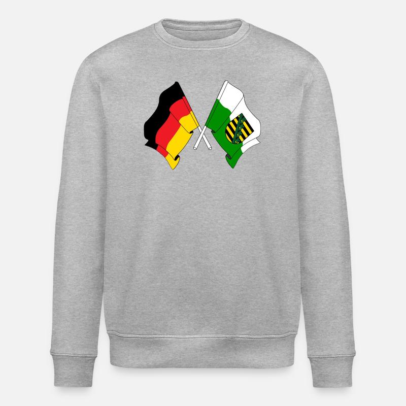 Flagge Deutschland, Sachsen - Stanley/Stella Unisex Bio-Sweatshirt ROLLER - Grau meliert