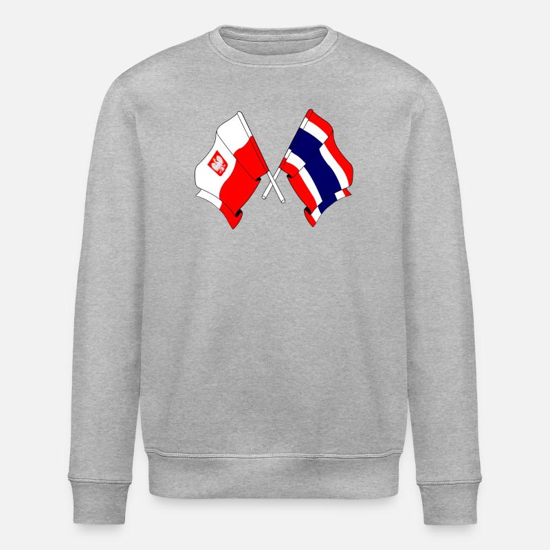 Flagge Polen, Thailand - Stanley/Stella Unisex Bio-Sweatshirt ROLLER - Grau meliert