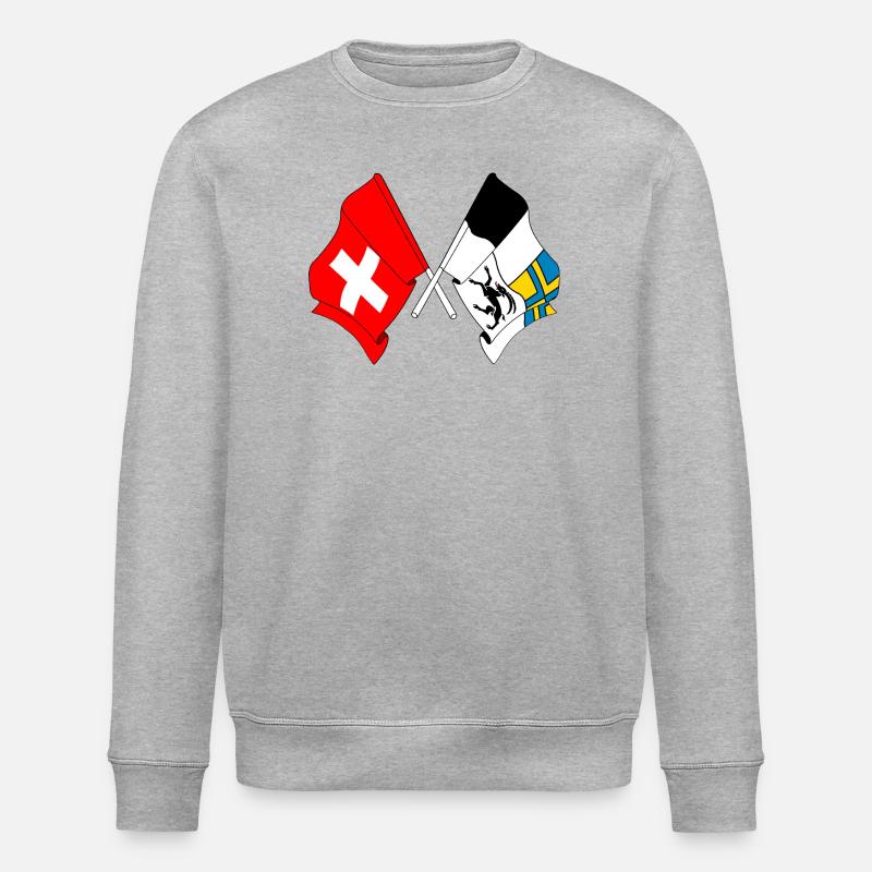 Schweiz-Flagge und Bündner Flagge - Stanley/Stella Unisex Bio-Sweatshirt ROLLER - Grau meliert