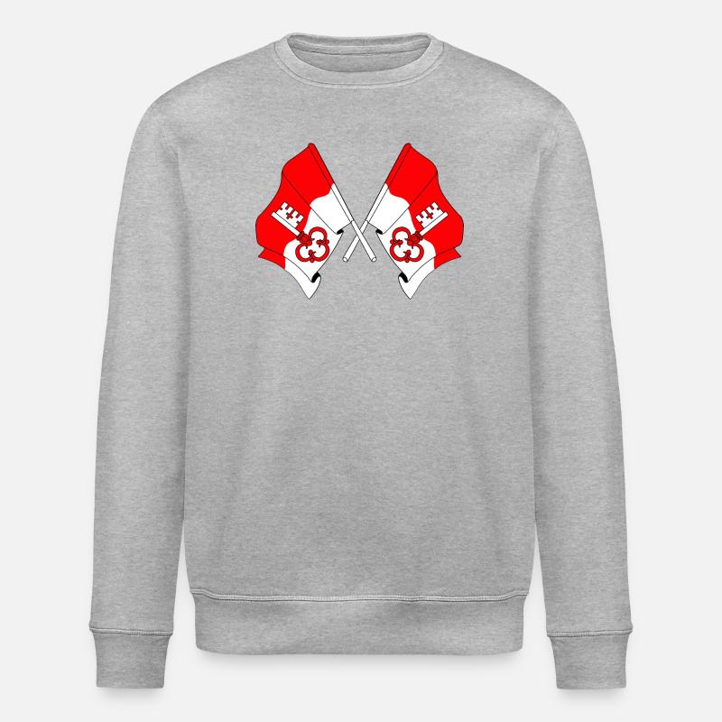 Zwei Flaggen Obwalden Schweiz - Stanley/Stella Unisex Bio-Sweatshirt ROLLER - Grau meliert