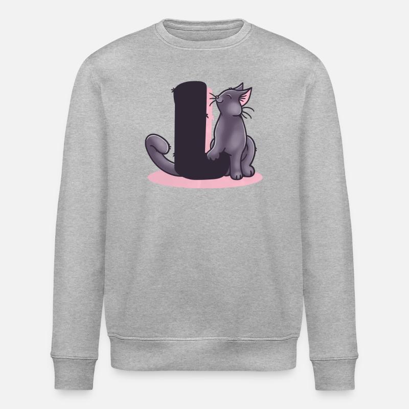Lettre L du chat - Sweat bio ROLLER Stanley/Stella Unisexe - gris chiné