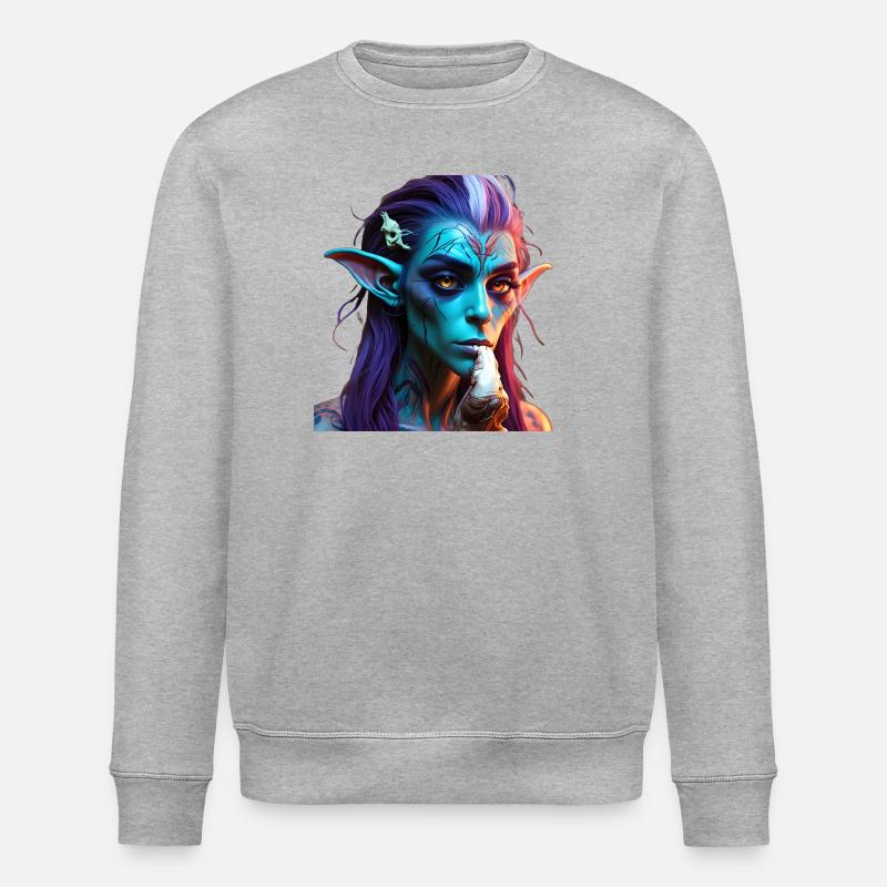 Psychedelic Alien: Galactic Trip - Stanley/Stella ROLLER Unisex Organic Sweatshirt - heather grey