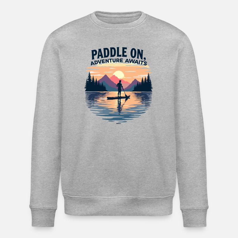 Paddle On Adventure Sunset Scene - Stanley/Stella ROLLER Unisex Organic Sweatshirt - heather grey