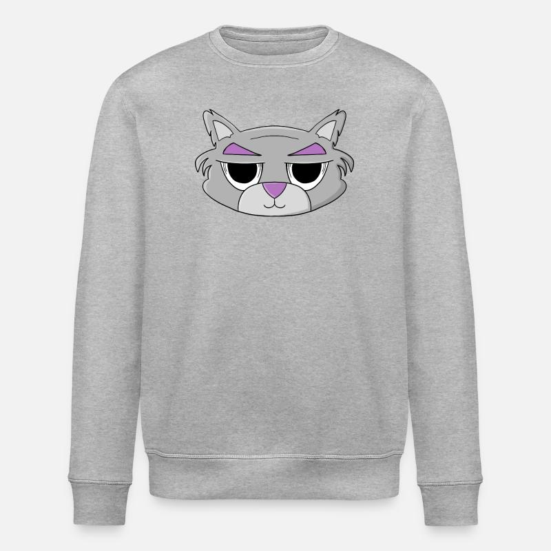 Katze mit riesigen Augen - Stanley/Stella Unisex Bio-Sweatshirt ROLLER - Grau meliert