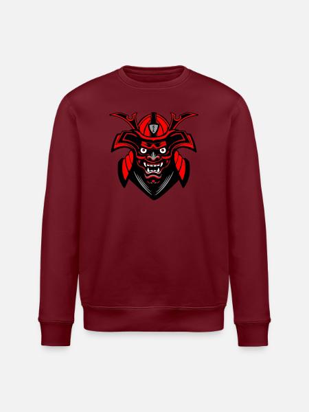 Menpō Mask – Red Black Samurai Style - Stanley/Stella ROLLER Unisex Organic Sweatshirt - heather grey