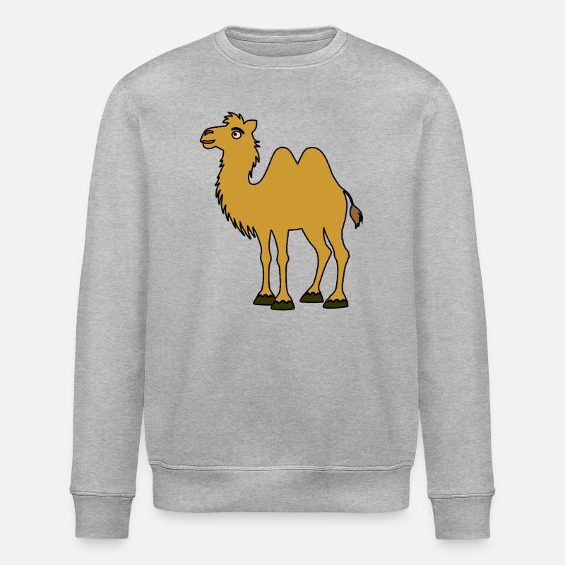 Brown Camel with Two Humps - Stanley/Stella ROLLER Unisex Organic Sweatshirt - heather grey