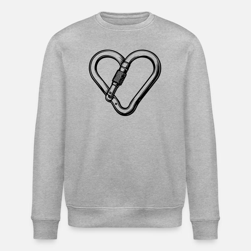 Herz Karabiner – Kletterliebe pur - Stanley/Stella Unisex Bio-Sweatshirt ROLLER - Grau meliert
