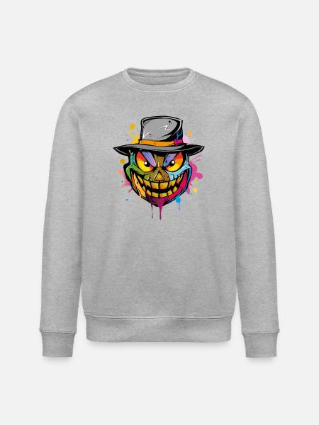 Halloween Face - Stanley/Stella Unisex Bio-Sweatshirt ROLLER - Grau meliert